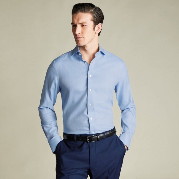 Charles Tyrwhitt Other - Charles Tyrwhitt ESF Cutaway Collar Non-Iron Herringbone Shirt NWT